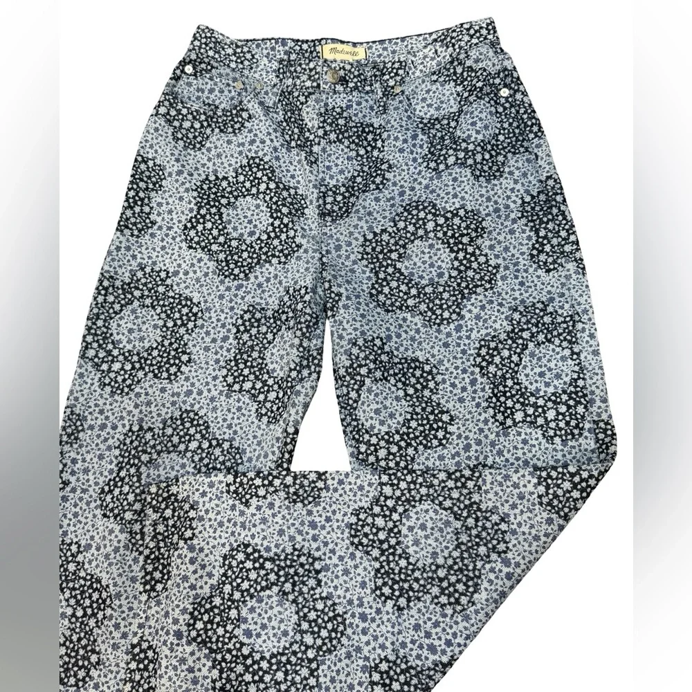 👖 Madewell Baggy Straight Jeans‎ Quilted Floral Indigo Women’s Size 29